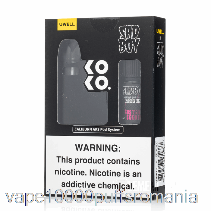 Vape Romania Uwell X Dv Caliburn Ak3 Kit + 50mg Nic Sare [negru] Sadboy - Custard Cookie